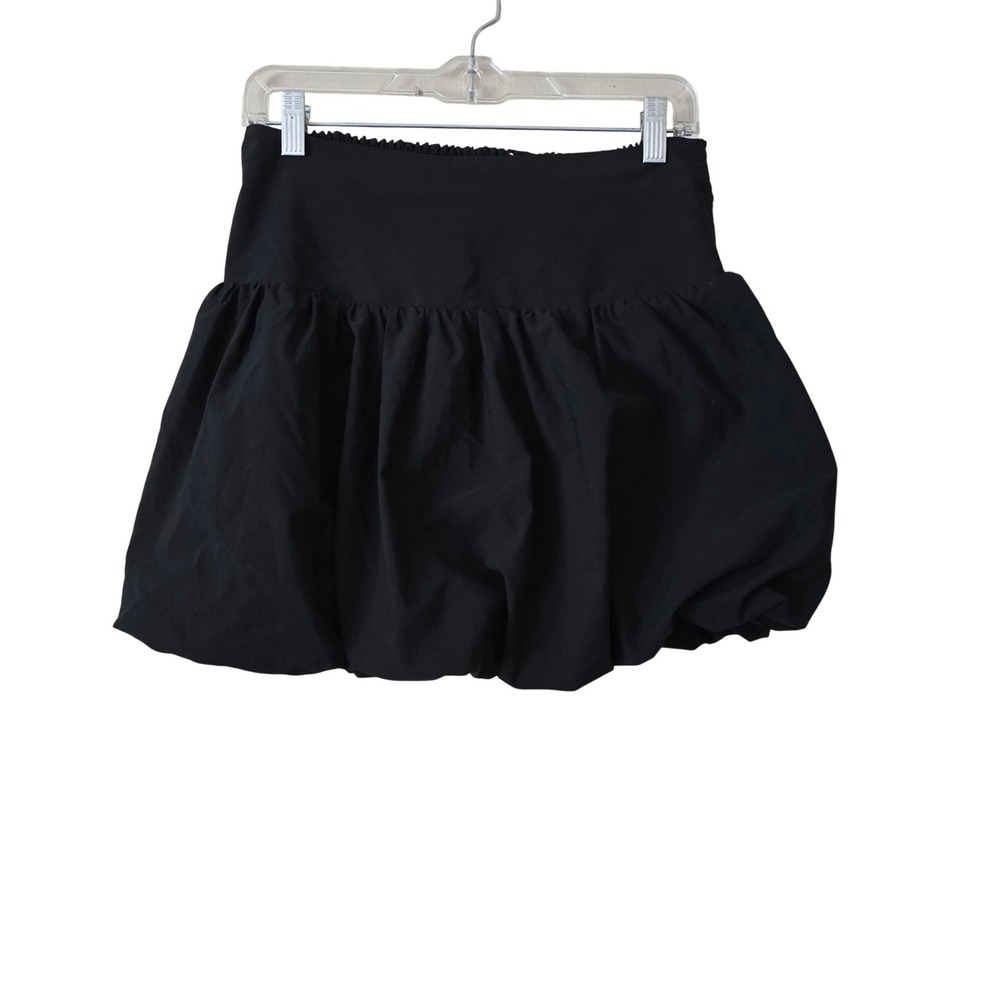 Free People Black Bubble Hem Mini Skirt Smocked Back Waist Small